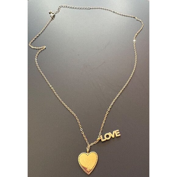 Lesa Michele Pave CZ Love Charm Gold-Plated Sterling Heart Pendant Necklace-16" - Picture 5 of 5